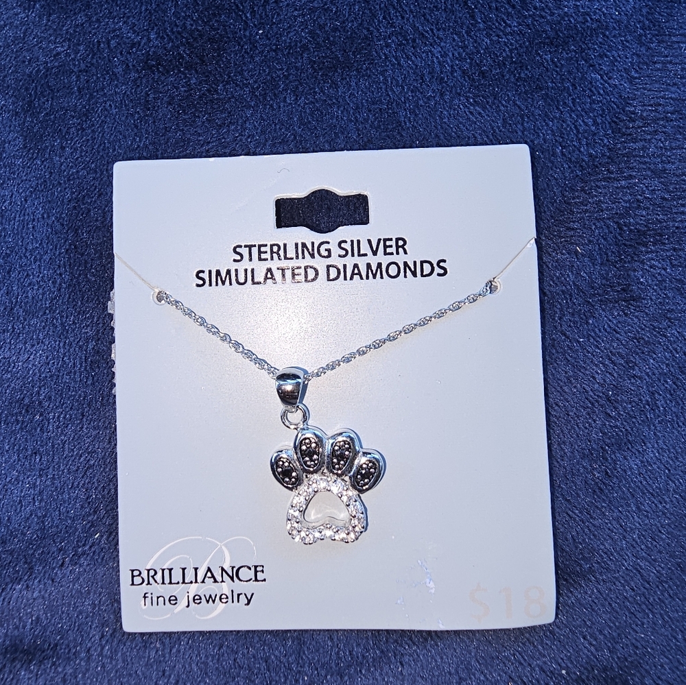 Brilliance Sterling Silver Paw Necklace